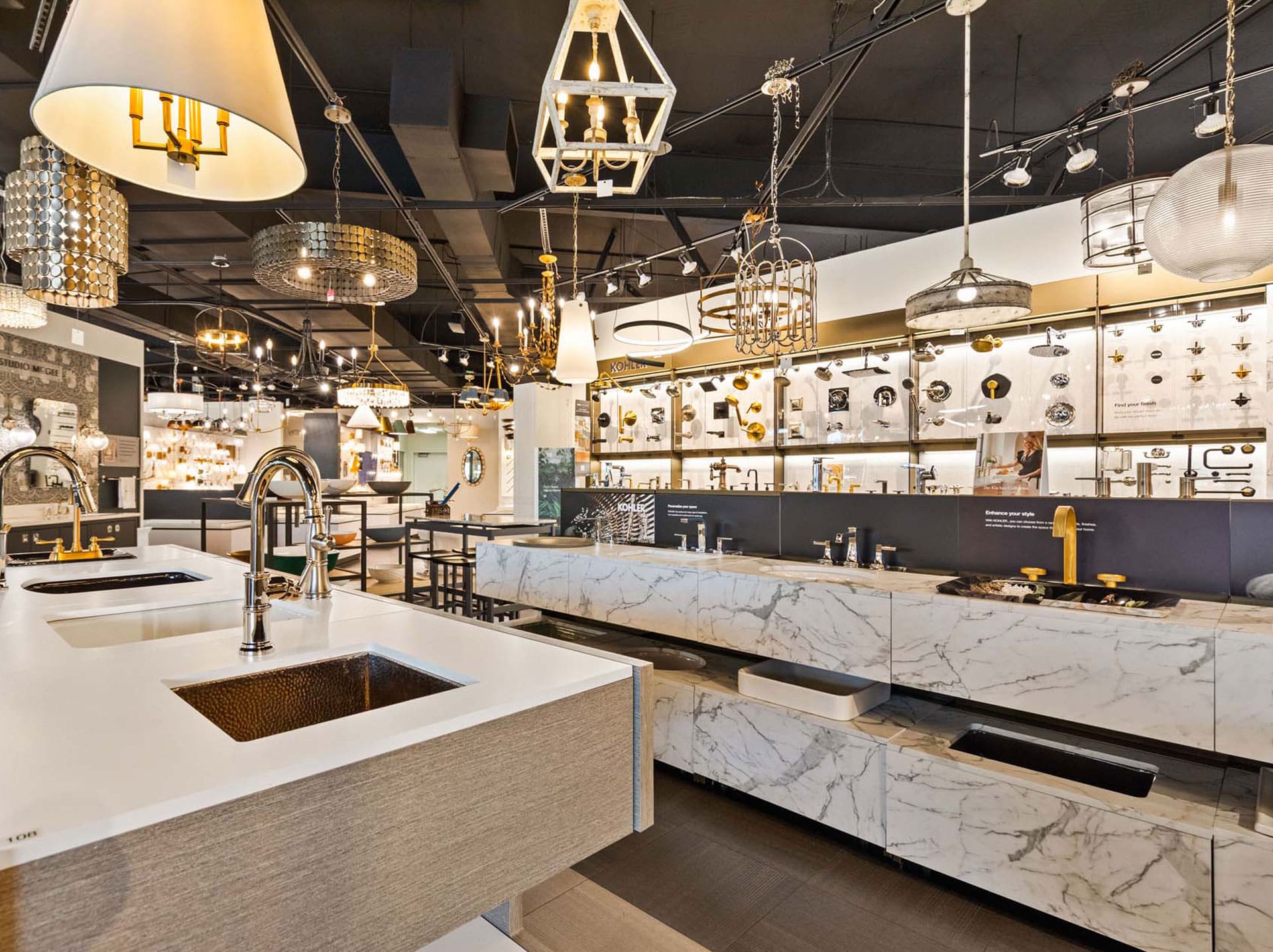 Facets of Lafayette kitchen & bath showroom custom lighting