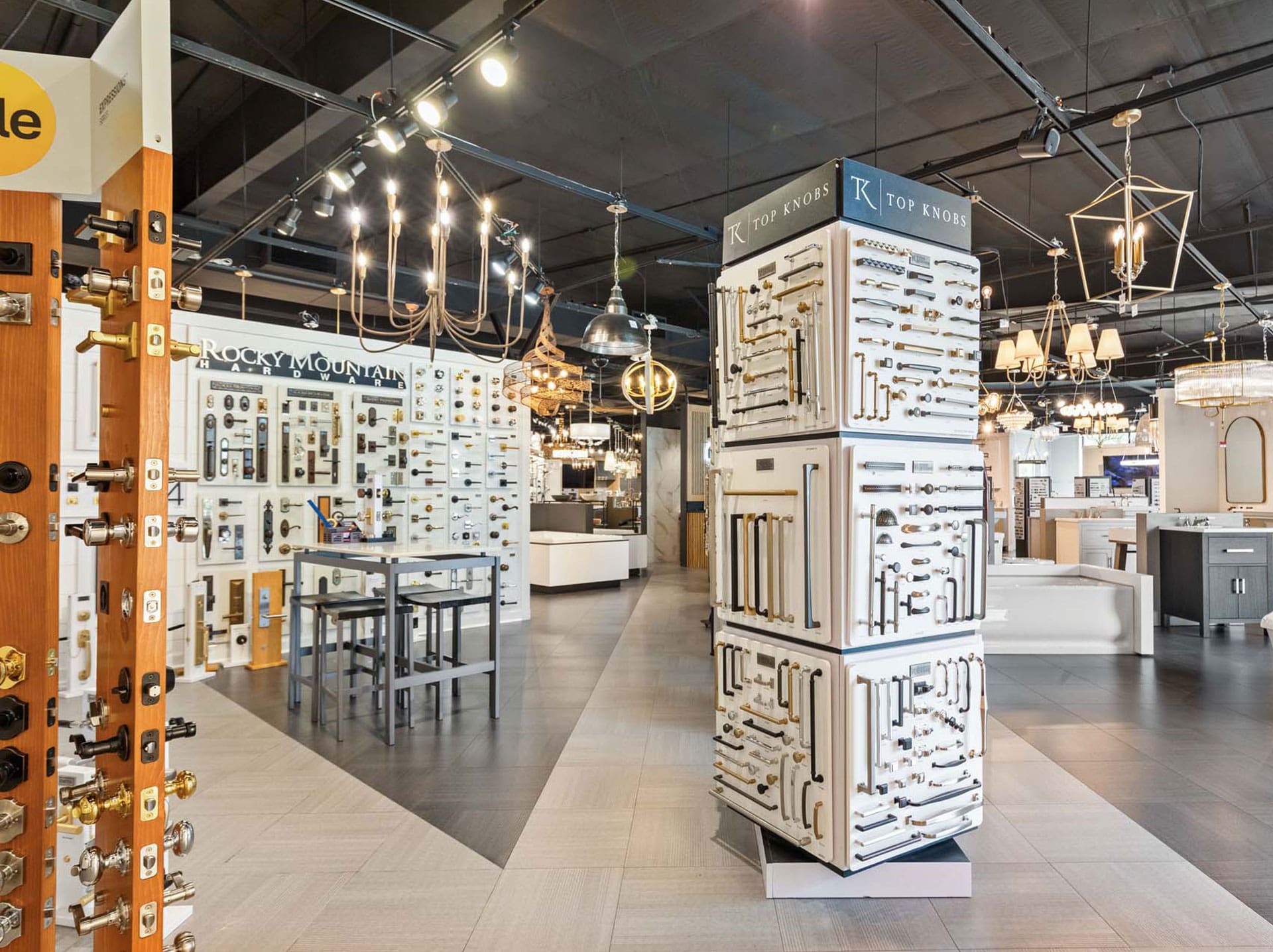 Facets of Lafayette Kitchen and Bath showroom interior shower heads display