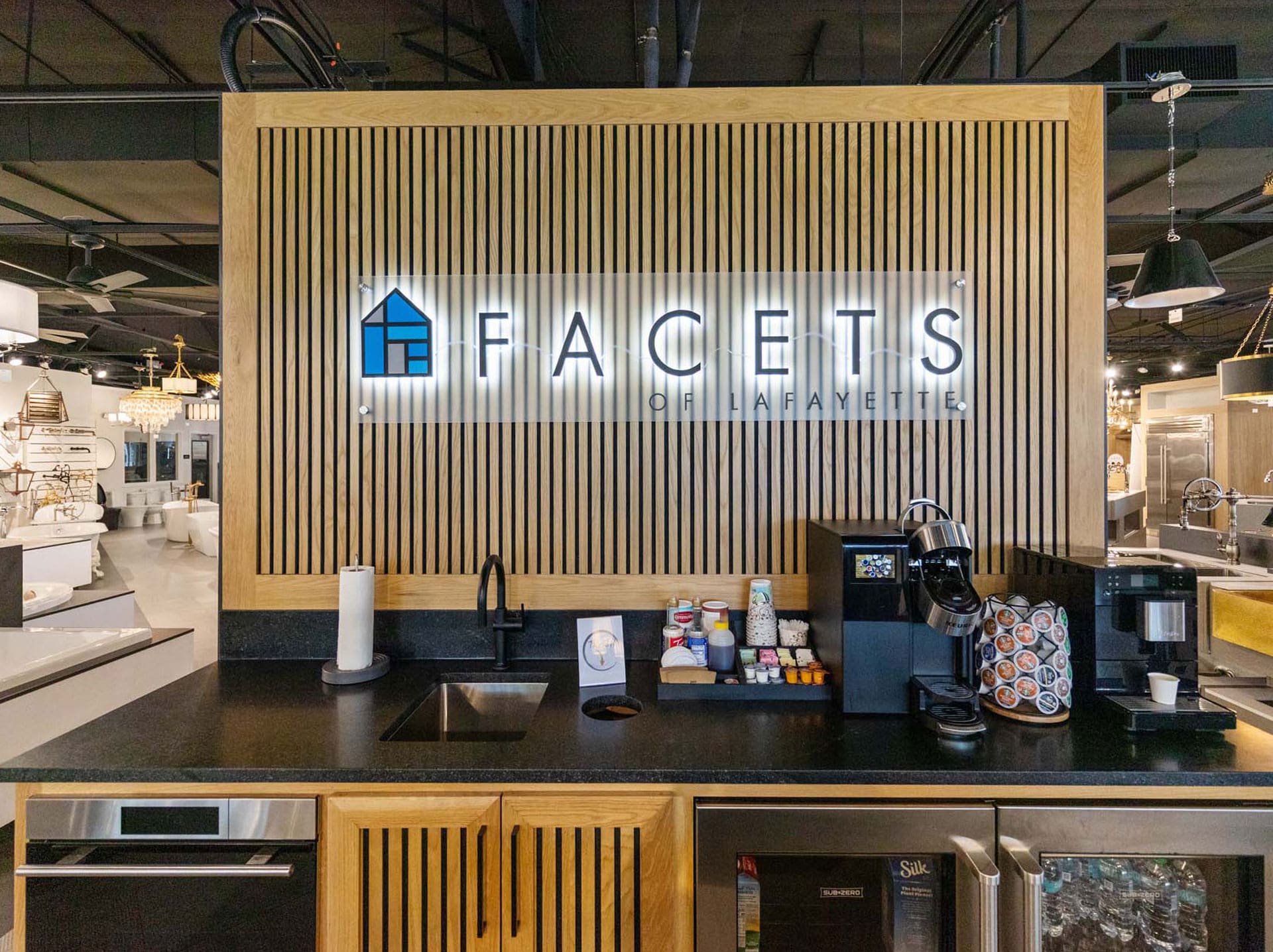 Variety of kitchen faucets in the Facets of Lafayette Kitchen & Bath Showroom